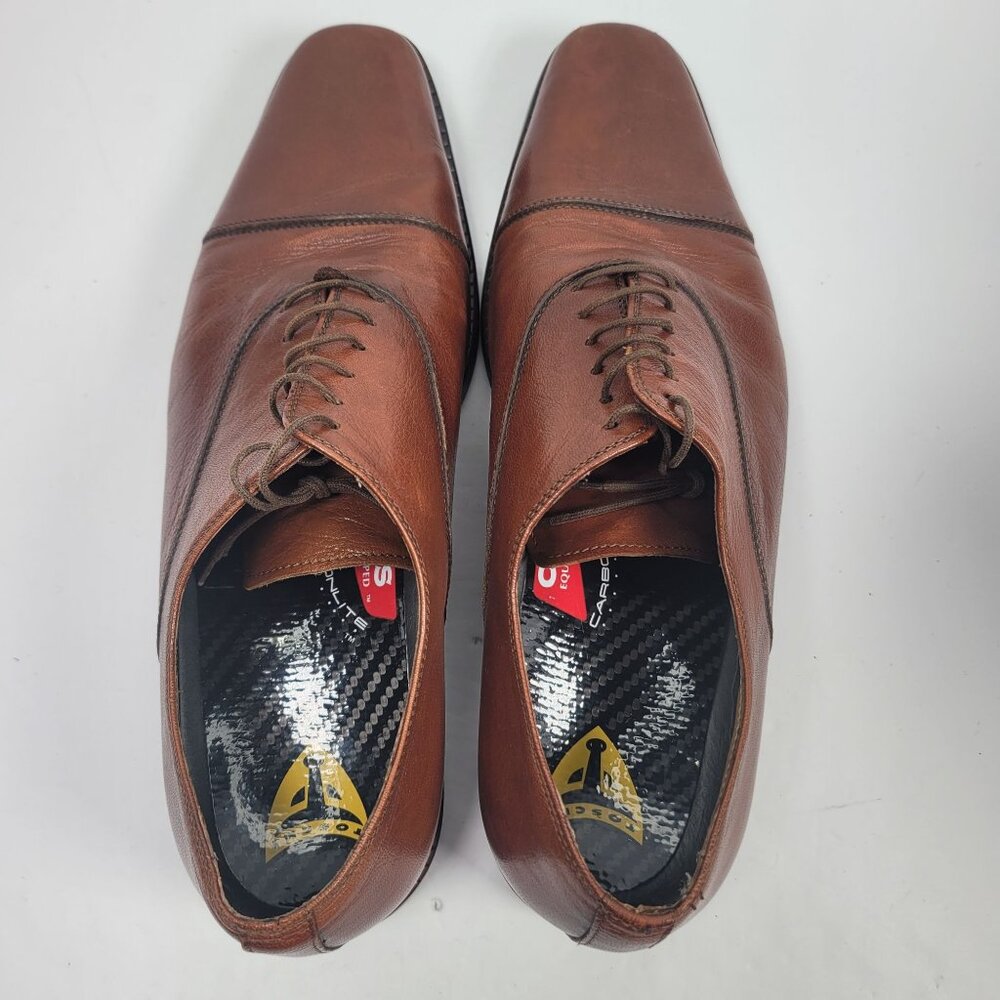 Michael Toschi Men's Brown Leather Oxford Dress Shoes US Size 9.5 - Picture 5 of 8